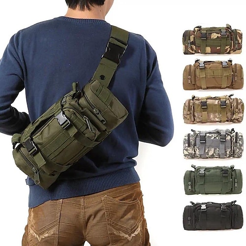 

Bolsa crossbody de nylon para atividades ao ar livre, pesca, escalada, caminhadas, acampamento, bolsa de ombro à prova d'água, bolsa tática militar