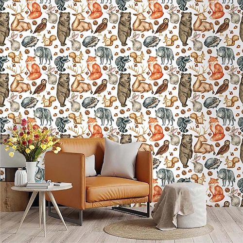 

Animal Plants Cycle Color Home Decoration Comtemporary Floral Wall Covering, PVC / Vinyl Material Self adhesive Wallpaper Mural, Room Wallcovering