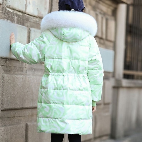  Barn Jente Dun Pufferjakke for barn Aktiv Glidelås Skole Frakk Yttertøy 4-13 år Vinter Leopard lilla leopardprint*grønn Leopardprint*rosa