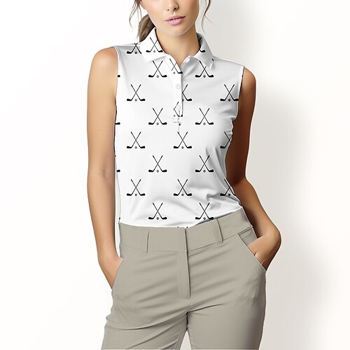 

Damen poloshirt Golfhemd Geknöpftes Poloshirt Atmungsaktiv Schnelltrocknend Feuchtigkeitsableitung Ärmellos Golfbekleidung Golfkleidung Regular Fit Taste Bedruckt Sommer Frühling Tennis Golfspiel