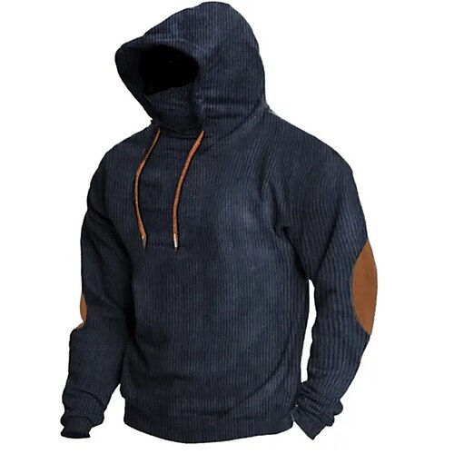 

Homme Sweat à capuche bleu marine Capuche Bloc de couleur Patchwork Sport Loisir du quotidien Vacances Velours Côtelé Vêtement de rue Frais Décontractées Printemps Automne Vêtement Tenue Pulls