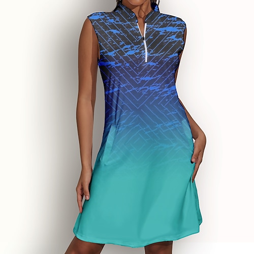 

Mujer Vestido de tenis vestido de golf Transpirable Secado rápido Dispersor de humedad Sin Mangas Traje de tenis Ropa de tenis Ajuste regular Cremallera Bolsillos laterales Impreso Verano Tenis Golf