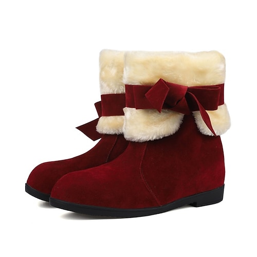 

Mujer Botas Zapatos de Navidad Botas de nieve Tallas Grandes Exterior Navidad Diario Forrado con Lana Botines Botines Tacón Plano Dedo redondo Vintage Moda Estilo lindo Ante Cordones Color sólido