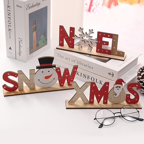 

Decoraciones navideñas, letras de madera, adornos de escritorio, decoración para ancianos, regalo de Papá Noel, adornos navideños para suministros de fiesta, ofertas relámpago de hoy, liquidación