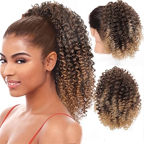 

Tirez la corde de style africain boucles cheveux queue de cheval, cheveux synthétiques, pince à cheveux chignon, cheveux pour femmes, extensions