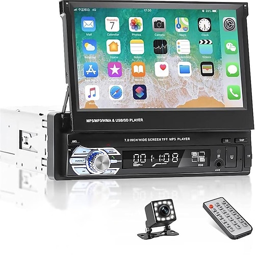 1DIN 7 HD retráctil pantalla táctil coche radio navegación GPS espejo  enlace coche estéreo Bluetooth AUX-in SD FM USB
