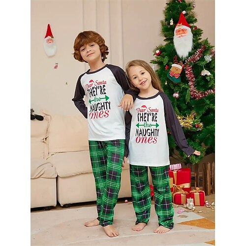 

Santa Claus Reindeer Family Christmas Pajamas Nightwear Boys Girls' Family Matching Outfits Christmas New Year Christmas Eve Kid's Home Wear Polyester Top Pants