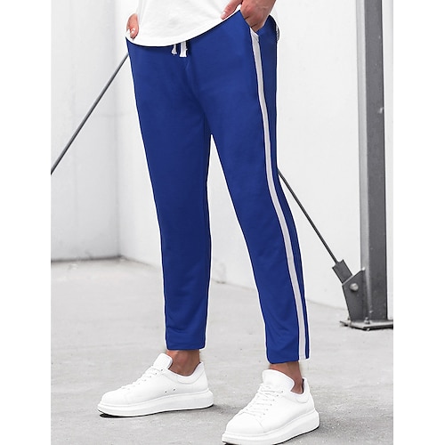 

Homens Calças Esportivas Corredores Calça de moletom de perna reta Bolsos Com Cordão Cintura elástica Listra Conforto Respirável Ao ar livre Diário Para Noite Misto de Algodão Moda Casual Vermelho