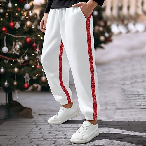 

Homme Joggings Pantalon Jogger Pantalon Patchwork Cordon Taille elastique Bloc de couleur Confort Respirable Noël Casual du quotidien Sportif Mode Noir Blanche