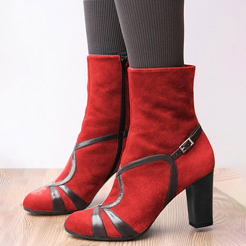 

Mujer Botas Zapatos de Navidad Zapatos de gamuza Tallas Grandes Boda Fiesta Diario Botines Botines Invierno Tacón Cuadrado Dedo redondo Vintage Elegante Sensual Ante Sintético Mocasín Color sólido