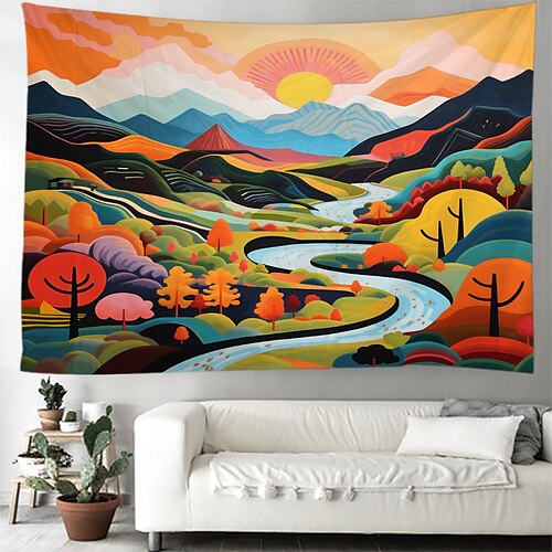 

Bunte Landschaft zum Aufhängen, Wandteppich, Kunst, großer Wandteppich, Wanddekoration, Fotografie, Hintergrund, Decke, Vorhang, Zuhause, Schlafzimmer, Wohnzimmer, Dekoration