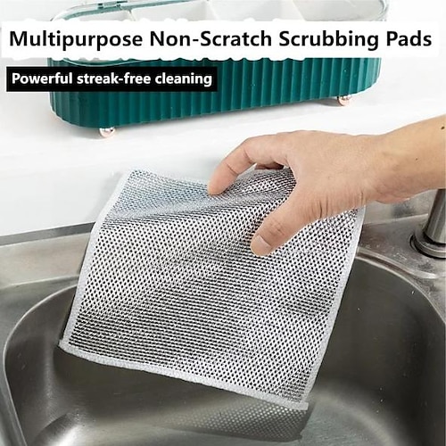 

5pcs Multipurpose Wire Dishwashing Rags for Wet and Dry, Steel Wire Dishcloth Replaces Steel Wire Ball, Household Cleaning Cloth, Grid Non-stick Oil Rag, Kitchen Stove Dishwashing Pot Cleaning Tool