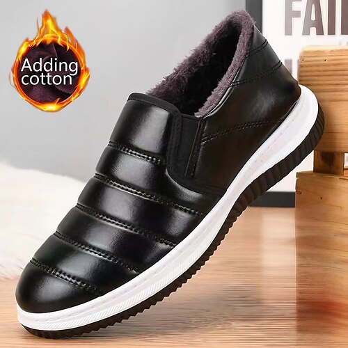 

Men's Loafers Slip-Ons Comfort Loafers Winter Shoes Walking Vintage Casual Outdoor Daily Cloth Warm Height Increasing Comfortable Loafer Coffee color Black White Winter