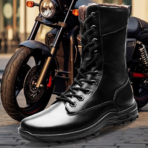 

Homens Botas Botas de motociclista Coturnos Botas de Moto Retro Caminhada Casual Diário Couro Confortável Botas / Botins Mocassim Preto Primavera Outono