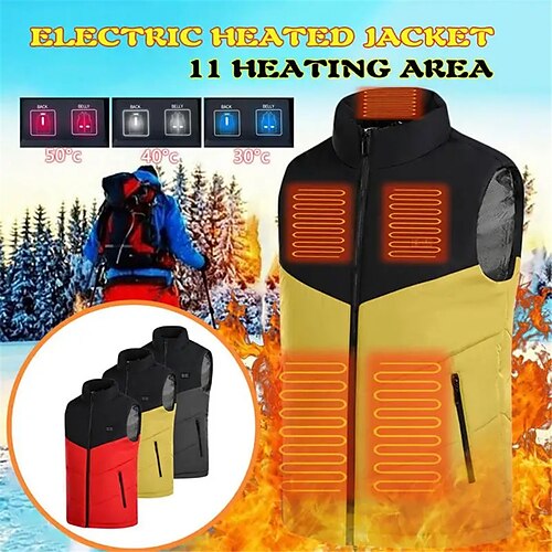 

11 zone hommes gilet chauffant usb électrique chauffé hiver sports de plein air escalade cyclisme chasse veste coupe-vent femmes manteau chaud