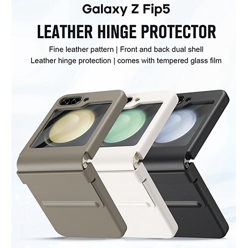 

teléfono Funda Para Samsung galaxia Z Flip 5 Funda Trasera y protector de pantalla Ultra Delgado Antigolpes ordenador personal Cuero de PU