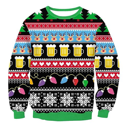 

Papá Noel Suéter de navidad Sudadera Pullover Estampado Bolsillo delantero Gráfico Gracioso Sudadera Para Hombre Mujer Unisexo Adulto Impresión 3D 100% Poliéster Fiesta