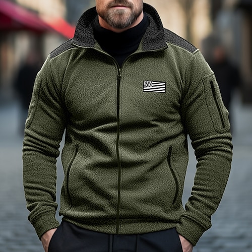 

Hombre Sudadera Sudadera con capucha y cremallera completa Negro Verde Ejército Marrón Con Capucha Bloque de color Bandera Retazos Bolsillo Deporte Diario Festivos Ropa de calle Casual Táctico Otoño