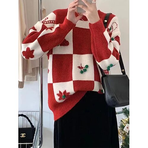 

Damen Hässlicher Weihnachtspullover Pullover Weihnachtspullover Rundhalsausschnitt Gerippt Stricken Acryl Strick Bedruckt Herbst Winter Standard Outdoor Weihnachten Täglich Stilvoll Brautkleider