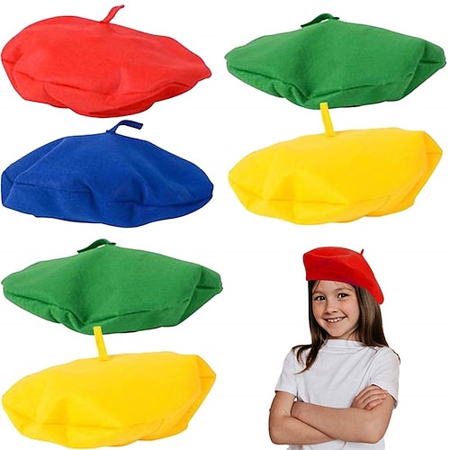 

Color Berets for Kids and Adults Set of 12 French Hats with Velvety Textured Fabric Painter Costume Prop for Halloween Dress Up Parties and Photo Booth 4 Colors Multicolor