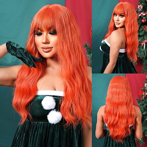 

Synthetische Perücke, Uniformen, Karrierekostüme, Prinzessin, lockig, Wasserwelle, Mittelteil, geschichteter Haarschnitt, Perücke, 66 cm, Ombre, Orange, Kunsthaar, Damen, Cosplay, Party, Mode, Orange,