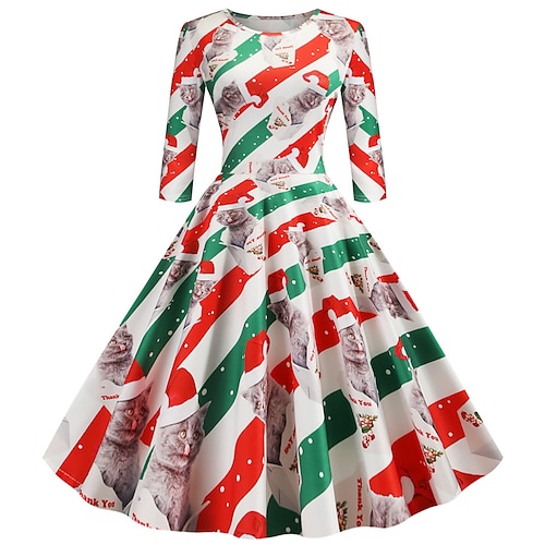 

père Noël Robe de Noël Robe De Noël Fantaisie Femme 1950s Noël Noël Nouvel an la veille de Noël Adulte Soirée Noël Réveillon du nouvel an Polyester Robe