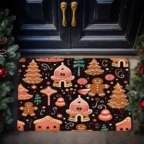 

Christmas Gingerbread Man Doormat Xmas Non-Slip Oil Proof Rug Indoor Outdoor Mat Bedroom Decor Bathroom Mat Entrance Rug Door Mat