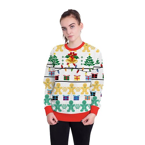 

Papá Noel Suéter de navidad Sudadera Pullover Estampado Bolsillo delantero Gráfico Gracioso Sudadera Para Hombre Mujer Unisexo Adulto Impresión 3D 100% Poliéster Fiesta