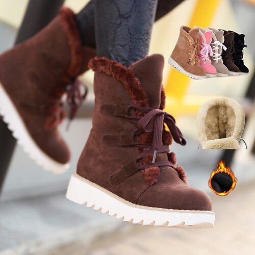 

Damen Stiefel Schneestiefel Springerstiefel Übergrössen Outdoor Täglich Stiefeletten Stiefeletten Winter Flacher Absatz Runde Zehe Elegant Plüsch Brautkleider schlicht PU Reißverschluss Feste Farbe