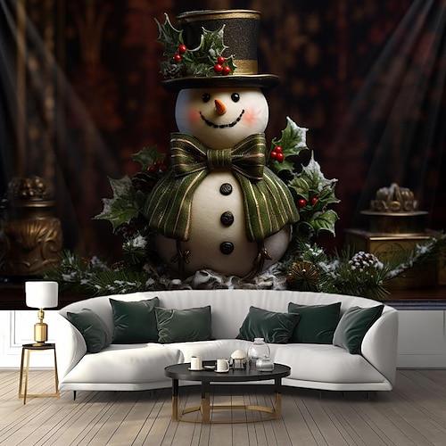 

Weihnachten Schneemann hängende Wandteppich Wandkunst großer Weihnachtswandteppich Wanddekor Fotografie Hintergrund Decke Vorhang Zuhause Schlafzimmer Wohnzimmer Dekoration