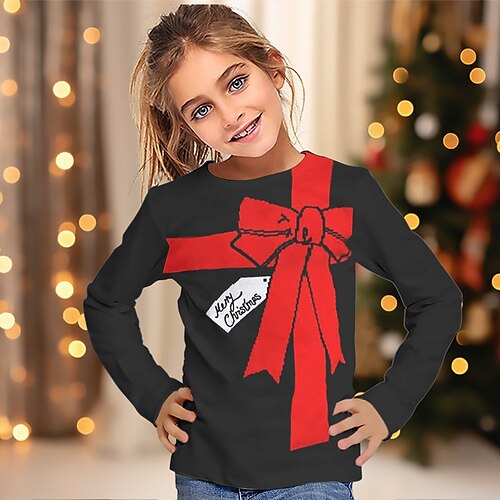 

Navidad Chica 3D Papá Noel Camiseta Camisa Manga Larga Impresión 3D Otoño Invierno Activo Moda Estilo lindo Poliéster Niños 3-12 años Cuello Barco Exterior Casual Diario Ajuste regular