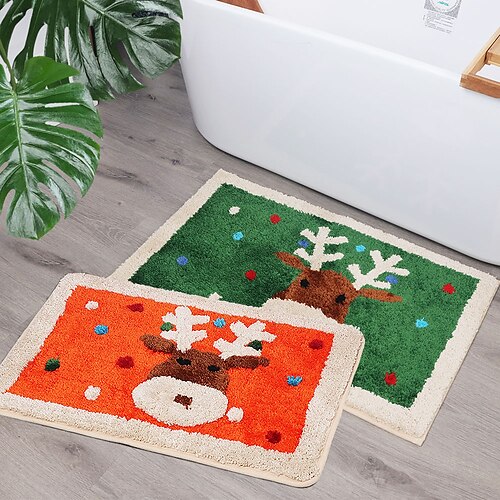 

Cartoon Kinder Beflockung Weihnachten Bodenmatte Badezimmer rutschfeste Matte wasserabsorbierende Fußmatte Eingangstürmatte