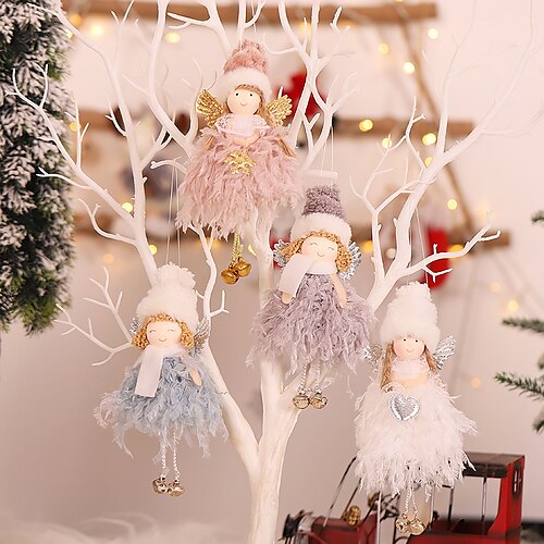 

Meia stuffers para crianças 1pc natal anjo menina natal decorações da árvore do feriado ornamentos natal boneca de pelúcia feriado boneca natal pelúcia artesanato de natal elfos menina ornamentos