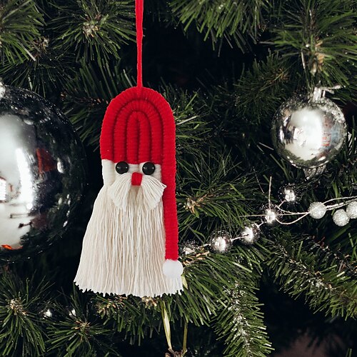 

Decoraciones navideñas, adornos creativos para árboles de Navidad tejidos a mano, decoración navideña, colgante para colgar en la pared, manualidades para el hogar