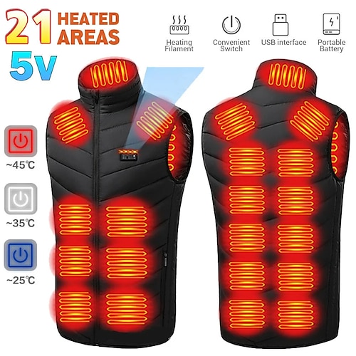 

21 Areas Heated Vest Motorcycle Jacket Winter Heating Vest Men Hunting Ski Heating Coat Anti-freeze USB Powered Heated Clothes