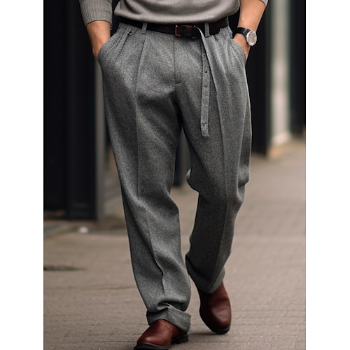 

Homme pantalon de costume Pantalon Pantalon plissé Pantalon de costume Poche Plein Confort Respirable Extérieur du quotidien Sortie Mode Décontractées Grise