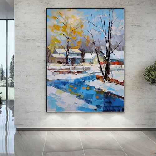 

pintura al óleo hecha a mano lienzo decoración de arte de la pared pinturas abstractas de cuchillo escenas de nieve montañas nevadas para la decoración del hogar pintura enrollada sin marco sin