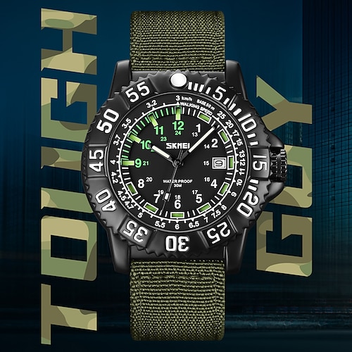SKMEI 9281 Fashion Sport Men Quartz Watch Nylon Luminous Date Calendar Mens Waterproof Wristwatches Military Clock