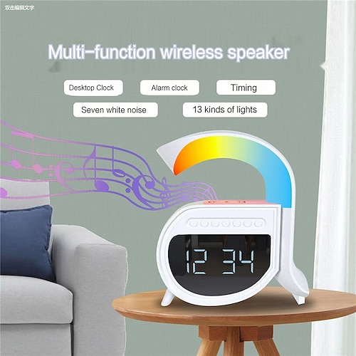 

Altavoz con cargador inalámbrico de 15w, altavoz 4 en 1 con música, bluetooth, decoración eléctrica para el hogar, lámparas inteligentes, regalos para niños