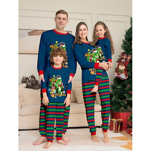 

Weihnachtsmann Rentier Familie Weihnachten Pyjamas Nachtwäsche Herren Damen Jungen Mädchen Passende Familienoutfits Weihnachten Silvester Heiligabend Kinder Erwachsene Freizeitkleidung Polyester oben