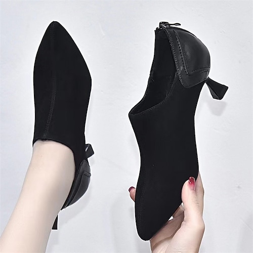 

Mujer Tacones Mules con tacón Oficina Diario Tacón Cono Moda Negocios Elegante Ante Tacones de terciopelo negro de 3 cm de altura. Tacón único negro de 3 cm de altura. Tacón negro de un solo forro de