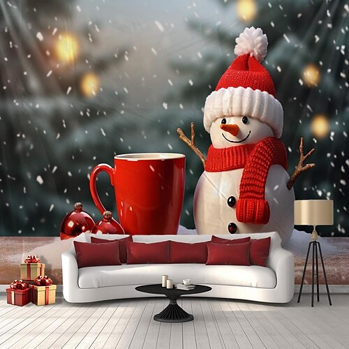 

Weihnachten Schneemann Hotdrink hängender Wandteppich Wandkunst Weihnachten großer Wandteppich Wanddekor Fotografie Hintergrund Decke Vorhang Zuhause Schlafzimmer Wohnzimmer Dekoration