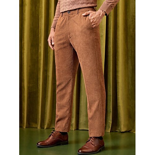 

Men's Dress Pants Corduroy Pants Trousers Suit Pants Pocket Plain Comfort Breathable Outdoor Daily Going out Fashion Casual Khaki