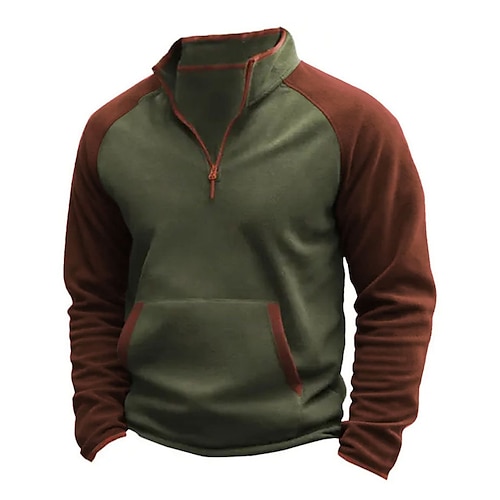 

Hombre Sudadera Sudadera con un cuarto de cremallera Verde Ejército Media cremallera Bloque de color Retazos Bolsillo Deporte Diario Festivos Ropa de calle Básico Casual Primavera Otoño Ropa