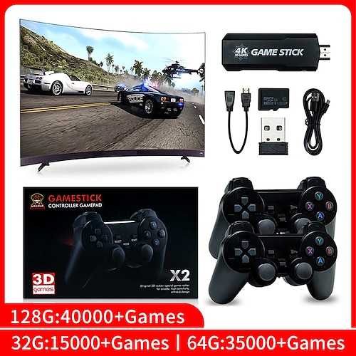 Game Stick 4K GD10 Retro Video Game Console HD Output Emuelec 4.3 System  2.4G Wireless Controllers 3D PSP PS1 40Simulators Gifts