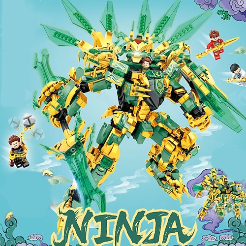 

Compatible con lego phantom ninja mecha leyi 68215 silencio mecha 68207 antiguo bloque de montaje de dragón de cuatro cabezas