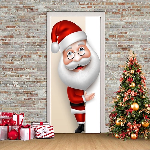 

Pegatinas 3d de Navidad, pegatinas impermeables para puerta, mural de puerta de Navidad, papel tapiz autoadhesivo, pegatina de PVC, calcomanía de pared extraíble para decoración de hogar y oficina