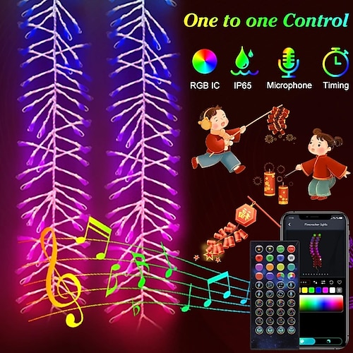 

Control remoto LED rgb petardos aplicación de luz bluetooth control de voz guirnalda luz de hadas alimentada por USB 2m 120/240leds interior al aire libre navidad año nuevo decoración del porche del