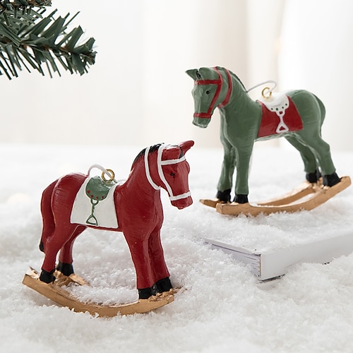 

Navidad tridimensional caballo mecedora pequeño colgante árbol de Navidad decoración colgante americano retro decoración navideña