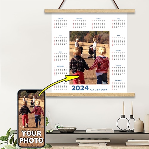 

Affiches personnalisées du calendrier 2024 avec cintres, impressions sur toile et affiche d'art mural, affiche personnalisée 30x40cm/12''x16''